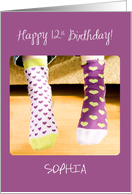 Custom Name 12th Birthday Crazy Socks card