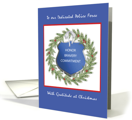 Police Office Religious Christmas Thank You Wreath card (1704646)
