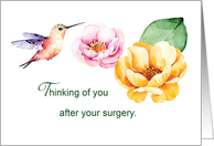 After Surgery Thinking of You Flowers and Hummingbird card