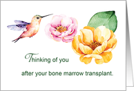 Bone Marrow Transplant Thinking of You Flowers and Hummingbird card