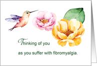 Fibromyalgia Thinking of You Flowers and Hummingbird card