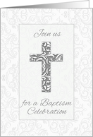 Baptism Invitation Blessings Cross with Swirls card