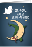 Great Granddaughter First Halloween Baby Peek A Boo Witch with Ghost card