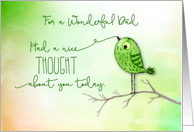 For Dad Bird on Branch Nice Thought of You card