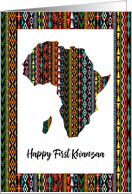 First Kwanzaa Map of Africa in Bold Colorful Pattern card