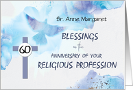 Nun 60th Anniversary of Religious Profession Blessings Blue Purple Cro card
