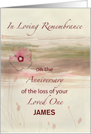 Personalize Remembrance Anniversary of Loss of Loved One Flowers Water card