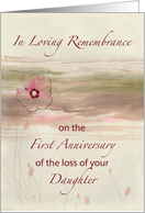 Remembrance 1st Anniversary of Loss of Daughter Flowers Watercolor card