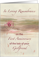 Remembrance 1st Anniversary of Loss of Girlfriend Flowers Watercolor card