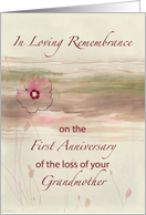 Remembrance 1st Anniversary of Loss of Grandmother Flowers Watercolor card