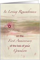 Remembrance 1st Anniversary of Loss of Grandson Flowers Watercolor card