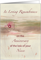Remembrance Anniversary of Loss of Niece Flowers Watercolor Look card