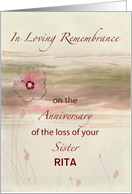 Custom Name Remembrance Anniversary of Loss of Sister Flowers card