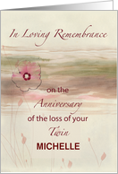 Custom Name Remembrance Anniversary of Loss of Twin Flowers Watercolor card
