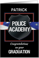 Police Academy Graduation Customizable Name Congratulations Black with card