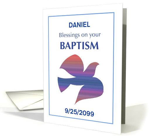 Custom Name and Date Baptism Dove card (1745364)