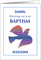 Custom Name and Date Baptism Dove card