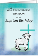 Gods Child Personalize Name Boy Baptism Birthday Lamb Cross card