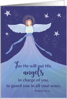 Angel with Night Stars Thinking of You with Prayer card