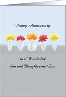 Son and Daughter in Law Wedding Anniversary Row of Flowers card