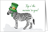 Zebra Wearing Green Hat on St Patricks Day card