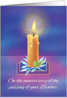 Loss of Brother Anniversary Religious Shining Lighted Candle card