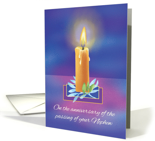 Loss of Nephew Anniversary Religious Shining Lighted Candle card