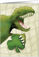 St. Patricks Day Dinosaur Holding Shamrock card