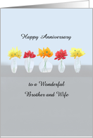 Brother and Wife Wedding Anniversary Row of Flowers card