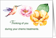 Thinking of You During Chemo Treatments Flowers and Hummingbird card