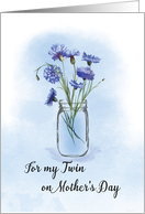 Twin Mothers Day Cornflowers in Mason Jar card