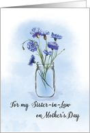 Sister in Law Mothers Day Cornflowers in Mason Jar card