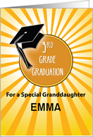 Custom Name Granddaughter 3rd Grade Graduation Hat on Sun card