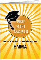 Custom Name Granddaughter Middle School Graduation Hat on Sun card