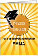 Custom Name Granddaughter Preschool Graduation Hat on Sun card