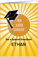 Custom Name Grandson High School Graduation Hat on Sun card