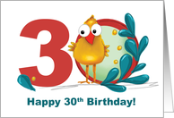 Thirtieth 30 Birthday with Funny Bird and Branch in Age card