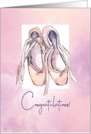 Congratulations on Ballet Performance Watercolor Pointe Shoes card