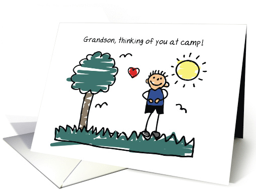 Grandson Thinking of You at Summer Camp Stick Figure card (1774030)