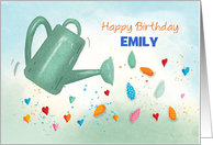 Daughter Customizable Name Birthday Watering Can Sprinkling Hearts card