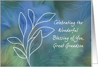 Great Grandson Religious Birthday Blessings Watercolor Branches card