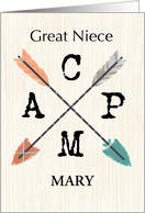 Great Niece Camp Personalize Name Arrows card