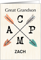 Great Grandson Camp Personalize Name Arrows card