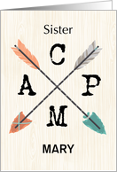 Sister Camp Personalize Name Arrows card