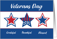 Veterans Day Grateful and Blessed With Patriotic Stars card