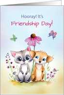 Friendship Day Cute Animals with Flowers card