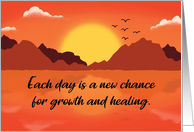 12 Step Recovery Encouragement Warm Sunset Mountain Landscape card