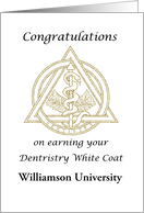 Dentistry White Coat Custom School Name Medical Symbol card
