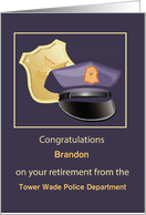 Police Force Retirement Congratulation Customizable Name and Departmen card