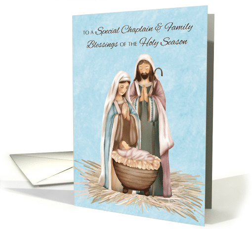 Chaplain and Family Christmas Blessings and Thanks Nativity Scene card